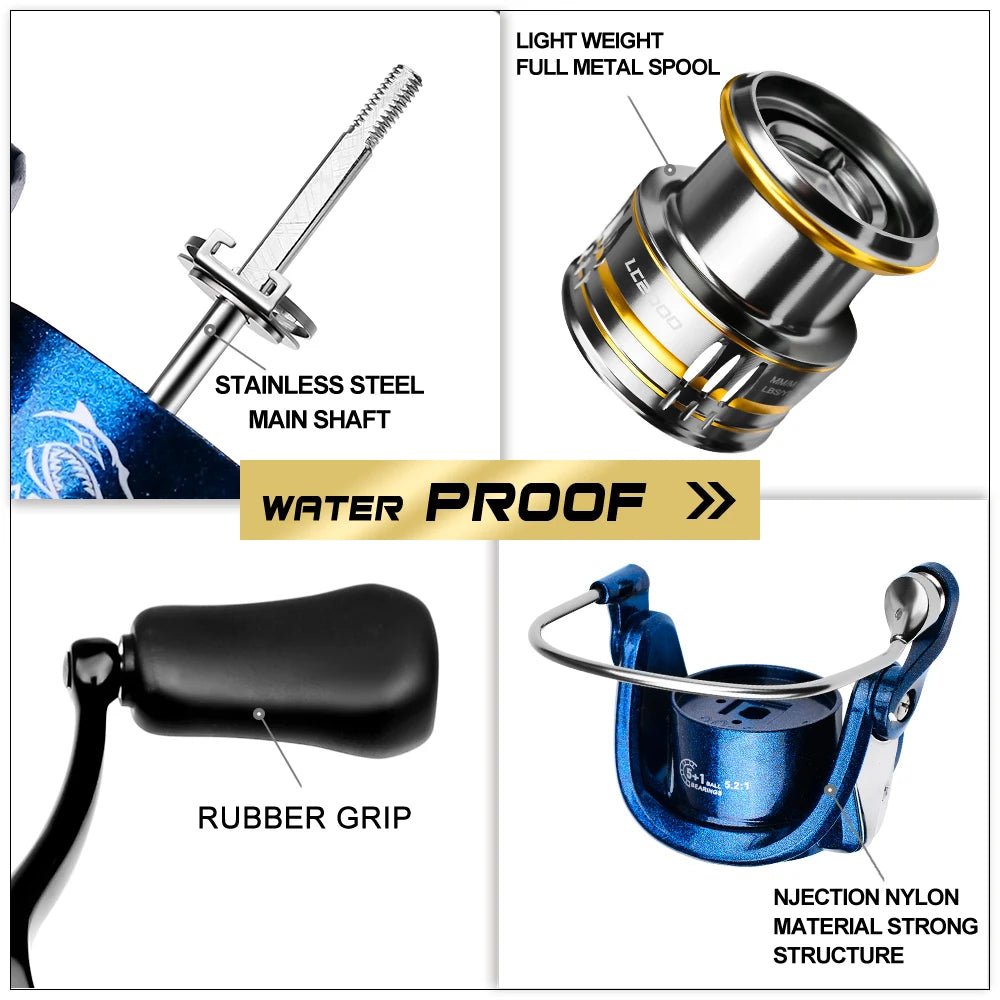 "Metal Spinning Fishing Reel 5.2:1 Speed Ratio - View 3"
