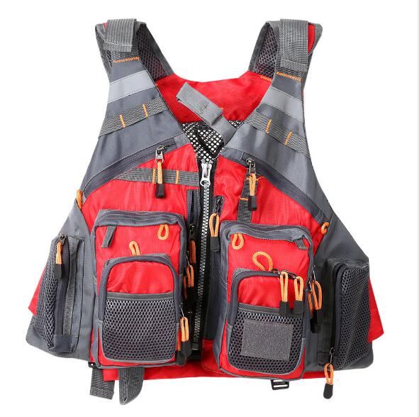 "Outdoor Sport Fishing Life Vest Men's Breathable - Orange Front View"
