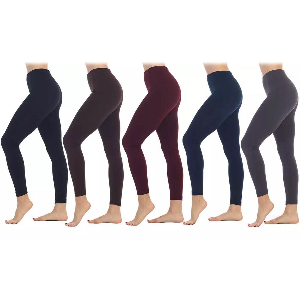 5-Pack: Women's Premium Fleece-Lined Leggings -Women's BottomsDailySale Bourbon Thrifters