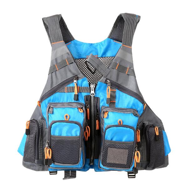"Outdoor Sport Fishing Life Vest Men's Breathable - Blue Front View"