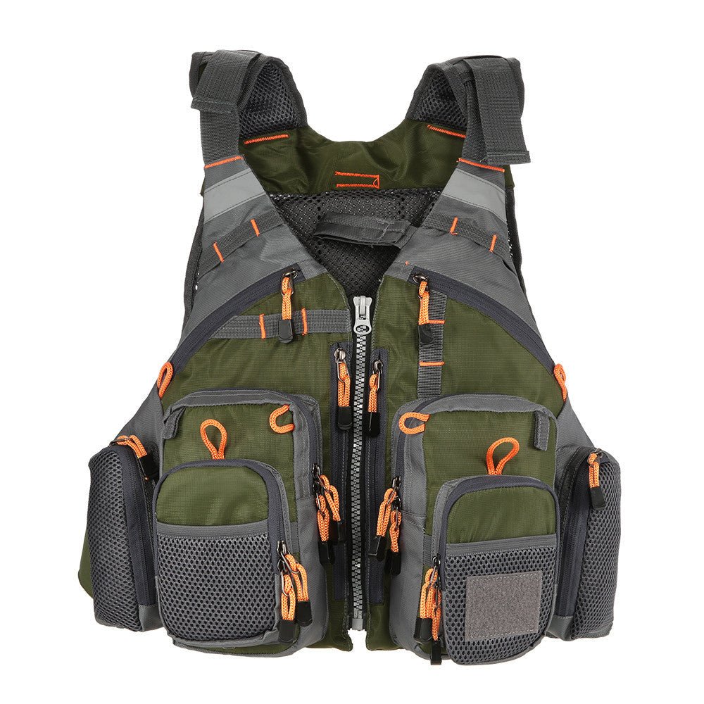 "Outdoor Sport Fishing Life Vest Men's Breathable - Green Front View"