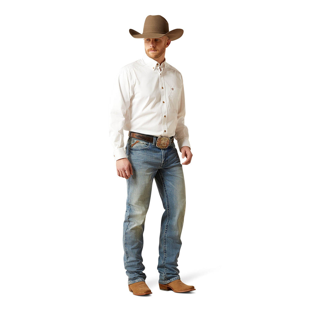 "Ariat Men's M2 Relaxed Stirling Stretch Boot Cut Jean - Front Side Pose"