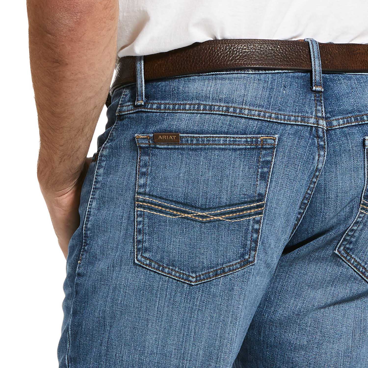 "Ariat Men's M2 Relaxed Stretch Legacy Boot Cut Jean - Rear Close Up"