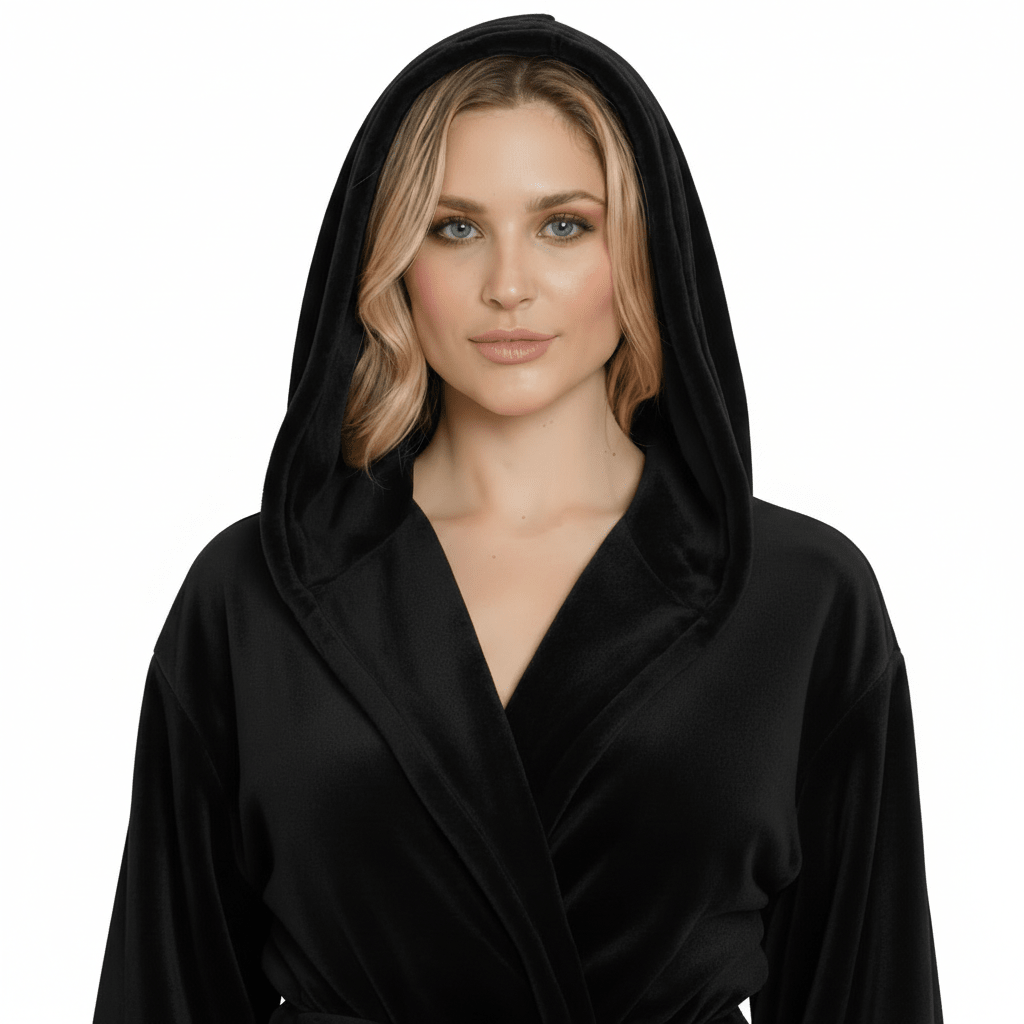 Women’s Plush Hooded Robe - Spa-Worthy Comfort at Home RobesLotus Linen- Bourbon Thrifters