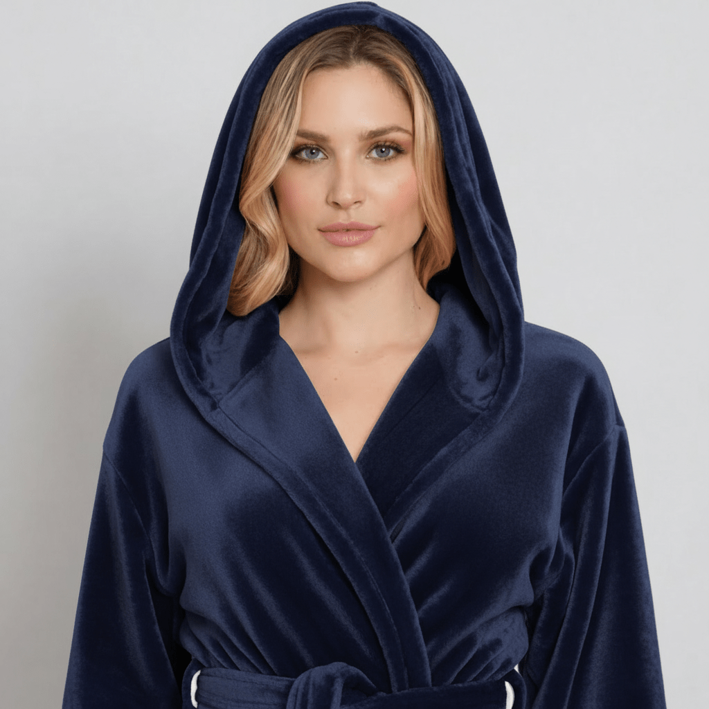 Women’s Plush Hooded Robe - Spa-Worthy Comfort at Home RobesLotus Linen- Bourbon Thrifters