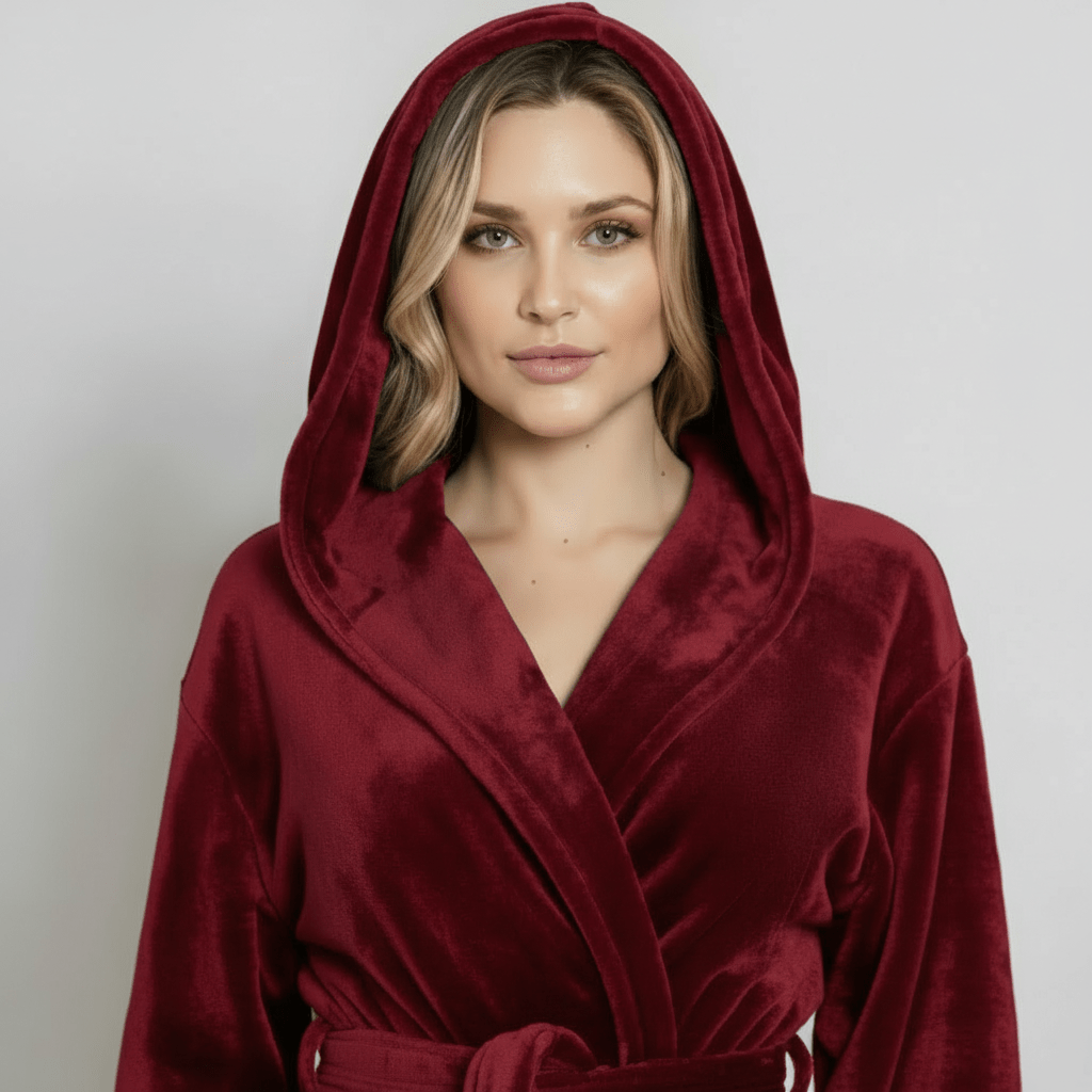 Women’s Plush Hooded Robe - Spa-Worthy Comfort at Home RobesLotus Linen- Bourbon Thrifters