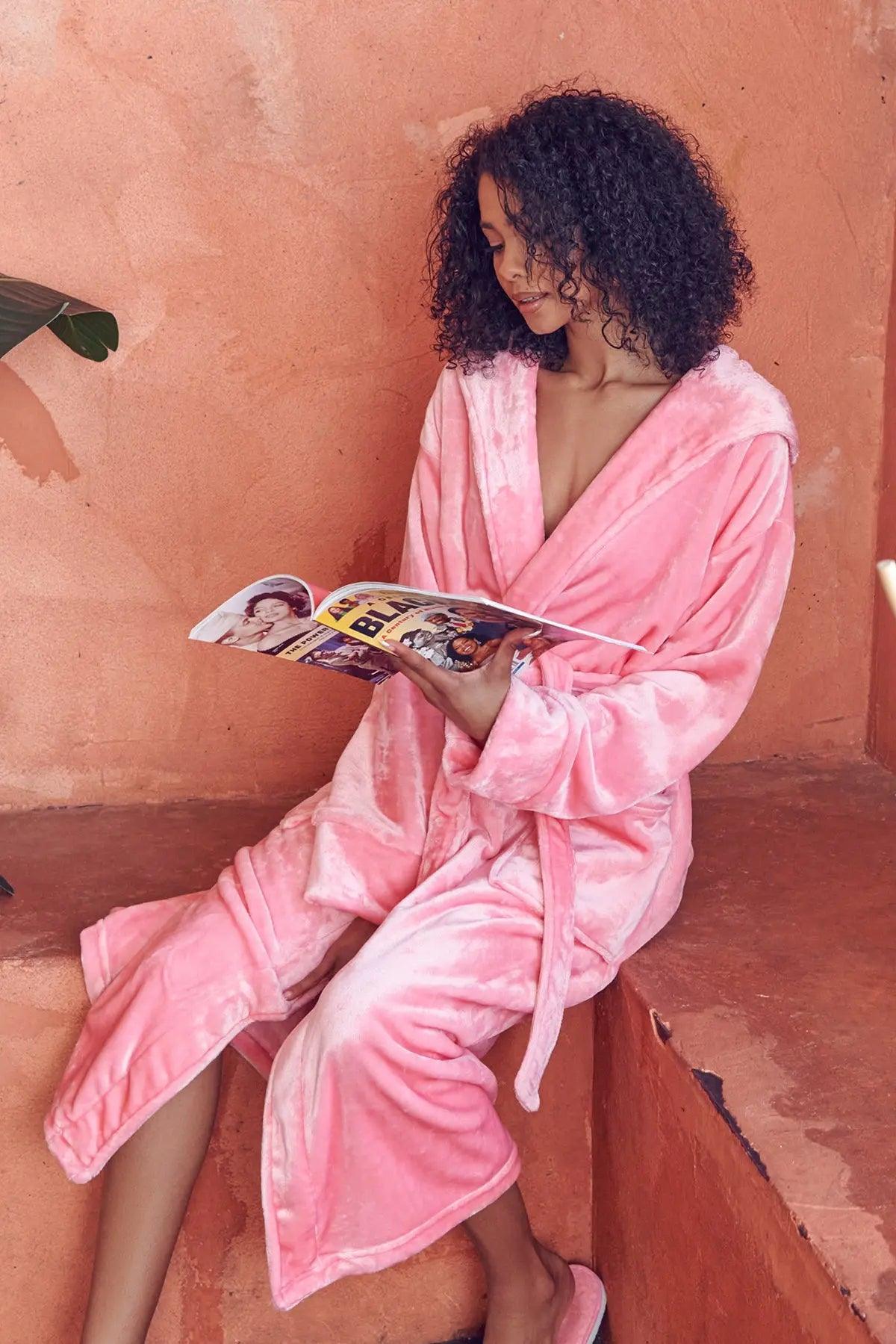 Women’s Plush Hooded Robe - Spa-Worthy Comfort at Home RobesLotus Linen- Bourbon Thrifters